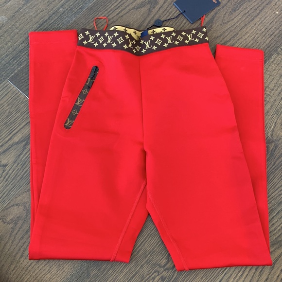 LOUIS VUITTON RED LEGGINGS SIZE 36 - Picture 7 of 12